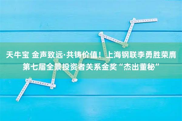 天牛宝 金声致远·共铸价值！上海钢联李勇胜荣膺第七届全景投资者关系金奖“杰出董秘”